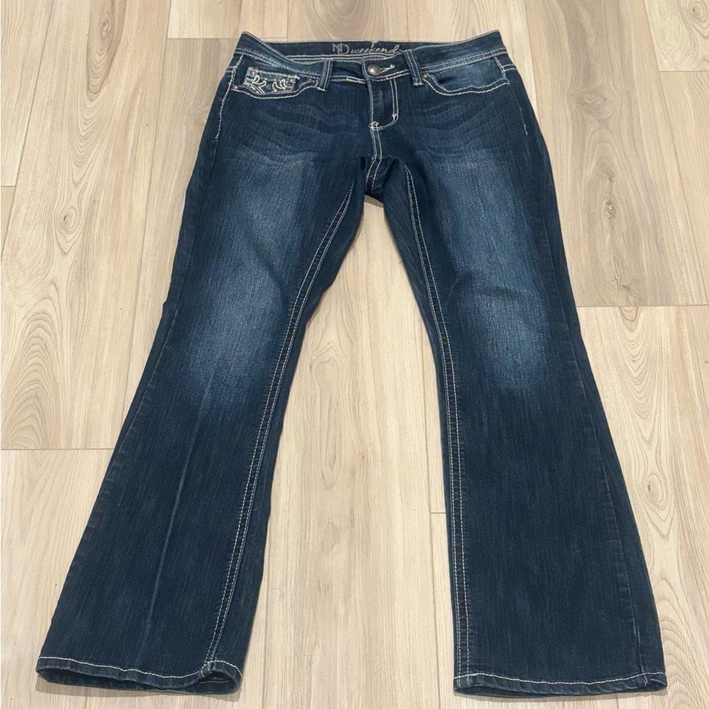 ND Weekend Dark Wash Bootcut Embroidered Blue Denim Jeans